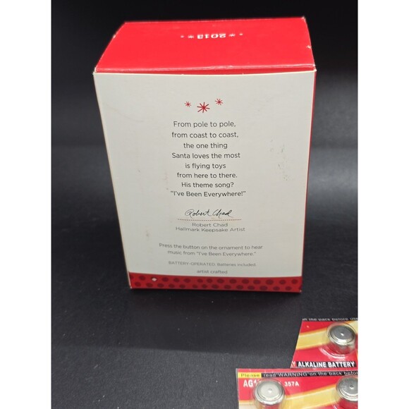 Hallmark I've Been Everywhere Magic Sound Ornament Santa w/Map NIB New Batteries - Picture 9 of 12
